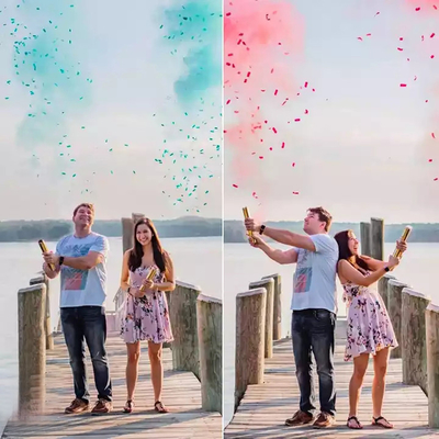 Pólvora segura Revelar sexo Cannon Custom Confetti Poppers de mão