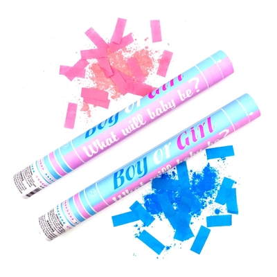 Novo baby shower ela ou ele menino menina azul rosa sexo revelar biodegradável chama resistente festa popper confeti canhão