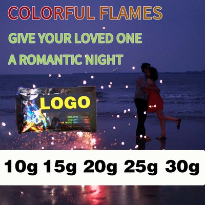 Cor Fogo de pó mágico 10 x 10 g Chama mágica Fogo colorido Fogo de pó de néon Chamas