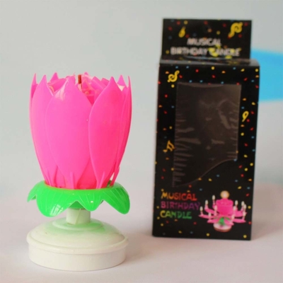 Fogos de artifício em forma de flor multicolorido Velas de bolo de aniversário girando Velas musicais de bolo de aniversário