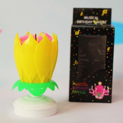Fogos de artifício em forma de flor multicolorido Velas de bolo de aniversário girando Velas musicais de bolo de aniversário