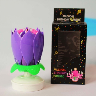 Fogos de artifício em forma de flor multicolorido Velas de bolo de aniversário girando Velas musicais de bolo de aniversário