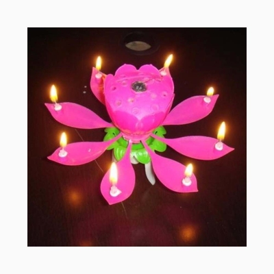 Fogos de artifício em forma de flor multicolorido Velas de bolo de aniversário girando Velas musicais de bolo de aniversário