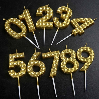 Ouro Criativo Prata Diamante Superfície Velas Digitais Decoração de Bolo de Aniversário