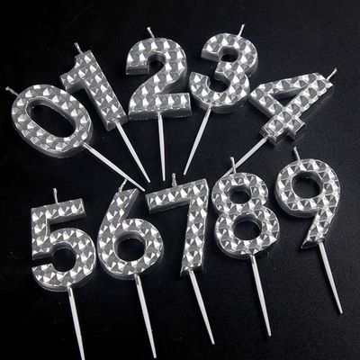 Ouro Criativo Prata Diamante Superfície Velas Digitais Decoração de Bolo de Aniversário