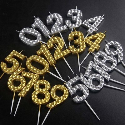 Ouro Criativo Prata Diamante Superfície Velas Digitais Decoração de Bolo de Aniversário