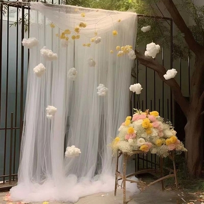 Tecido de túla de poliéster personalizado Tinta macia Cor pura Para decoração de casamento ao ar livre