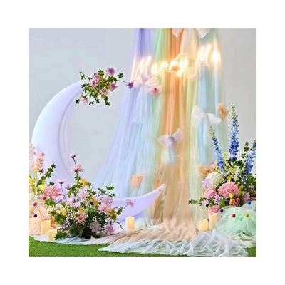 Tecido de túla de poliéster personalizado Tinta macia Cor pura Para decoração de casamento ao ar livre