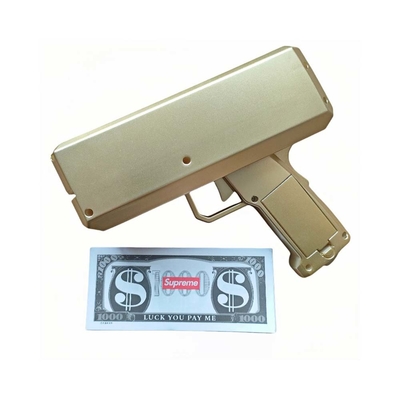 Disparando dinheiro fazendo chover dinheiro arma atirador portátil falso distribuidor de contas brinquedo personalizado armas de dinheiro elétrico para a festa