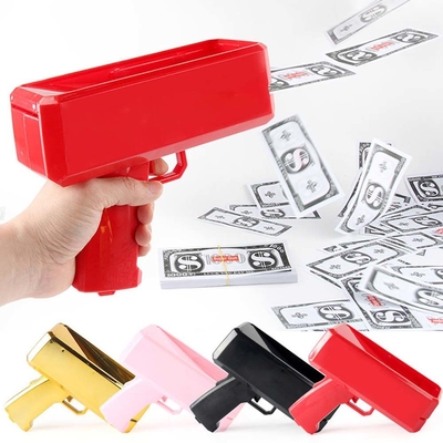 Disparando dinheiro fazendo chover dinheiro arma atirador portátil falso distribuidor de contas brinquedo personalizado armas de dinheiro elétrico para a festa