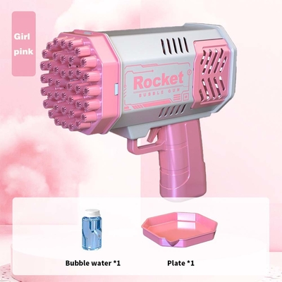 Arma de bolhas foguete 69 buracos máquina de bolhas de sabão arma de presente de Natal forma de sopro automático com brinquedos leves para crianças