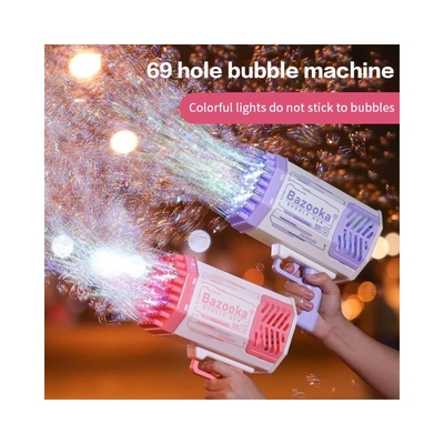 Arma de bolhas foguete 69 buracos máquina de bolhas de sabão arma de presente de Natal forma de sopro automático com brinquedos leves para crianças