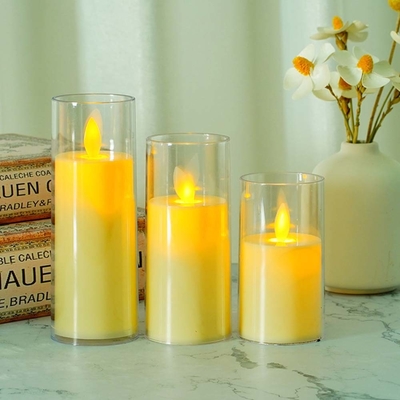 Velas de pilar LED de plástico sem chama personalizadas para a ocasião do Dia do Pai
