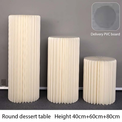 Tabela de sobremesa acrílica cilíndrica dobrável em forma personalizada para dobrar papel ocasião casamento festa de aniversário decoração