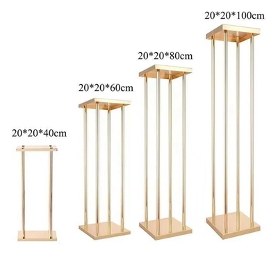 Flor de casamento de ouro metálico Vaso para peças centrais Casa Coluna de peças centrais Estilo alto geométrico