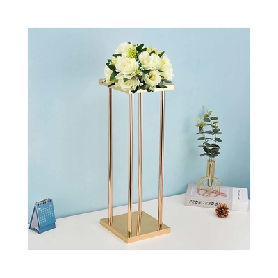 Flor de casamento de ouro metálico Vaso para peças centrais Casa Coluna de peças centrais Estilo alto geométrico