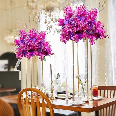 Flor de casamento de ouro metálico Vaso para peças centrais Casa Coluna de peças centrais Estilo alto geométrico