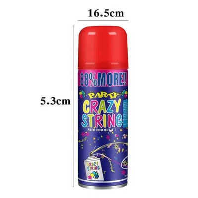 Campo de tiro 5-8m Econômico Streamer colorido e Spray Silly Crazy String para decorações de festival