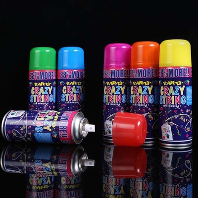 Campo de tiro 5-8m Econômico Streamer colorido e Spray Silly Crazy String para decorações de festival