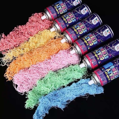 Campo de tiro 5-8m Econômico Streamer colorido e Spray Silly Crazy String para decorações de festival